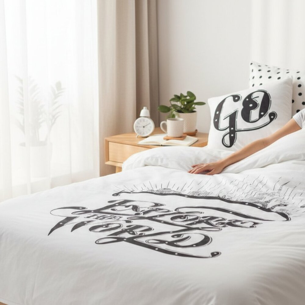 KIDS BEDDING ORGANIC COTTON EXPLORE THE WORLD CRIB DUVET COVER